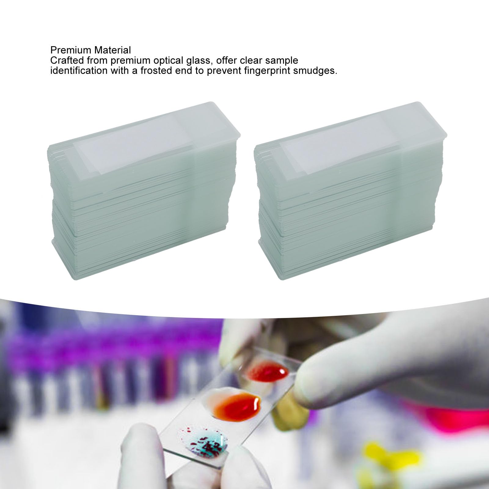 FLEXMAN 100Pcs Microscope Slides, Rounded Corner Blank Glass Microscope Slides, Reusable Prepared Microscope Slides for Experiments and Analyses (Standard Grade 1A5105)