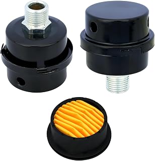 2-Pack Air Compressor Filter Silencers, 1/2" Thread 20mm Intake Mufflers for Generators & Blowers Durable Noise Reduction Accessories with Replacement Filters