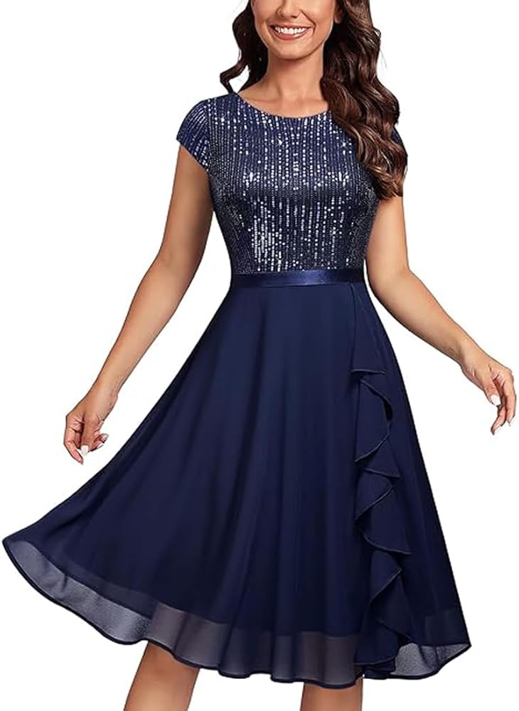 Amazon.com: obaSeteck Cocktail Dresses Prom Dress for Teens Wedding Guest  Short Sleeve Formal Dresses (S, Z2) : Clothing, Shoes & Jewelry