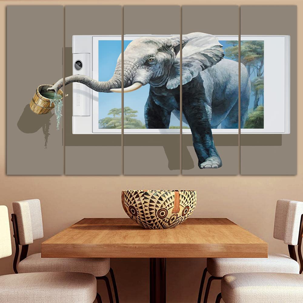 Buy Maxstone Multiple Frames Beautiful Elephants Wall Painting for