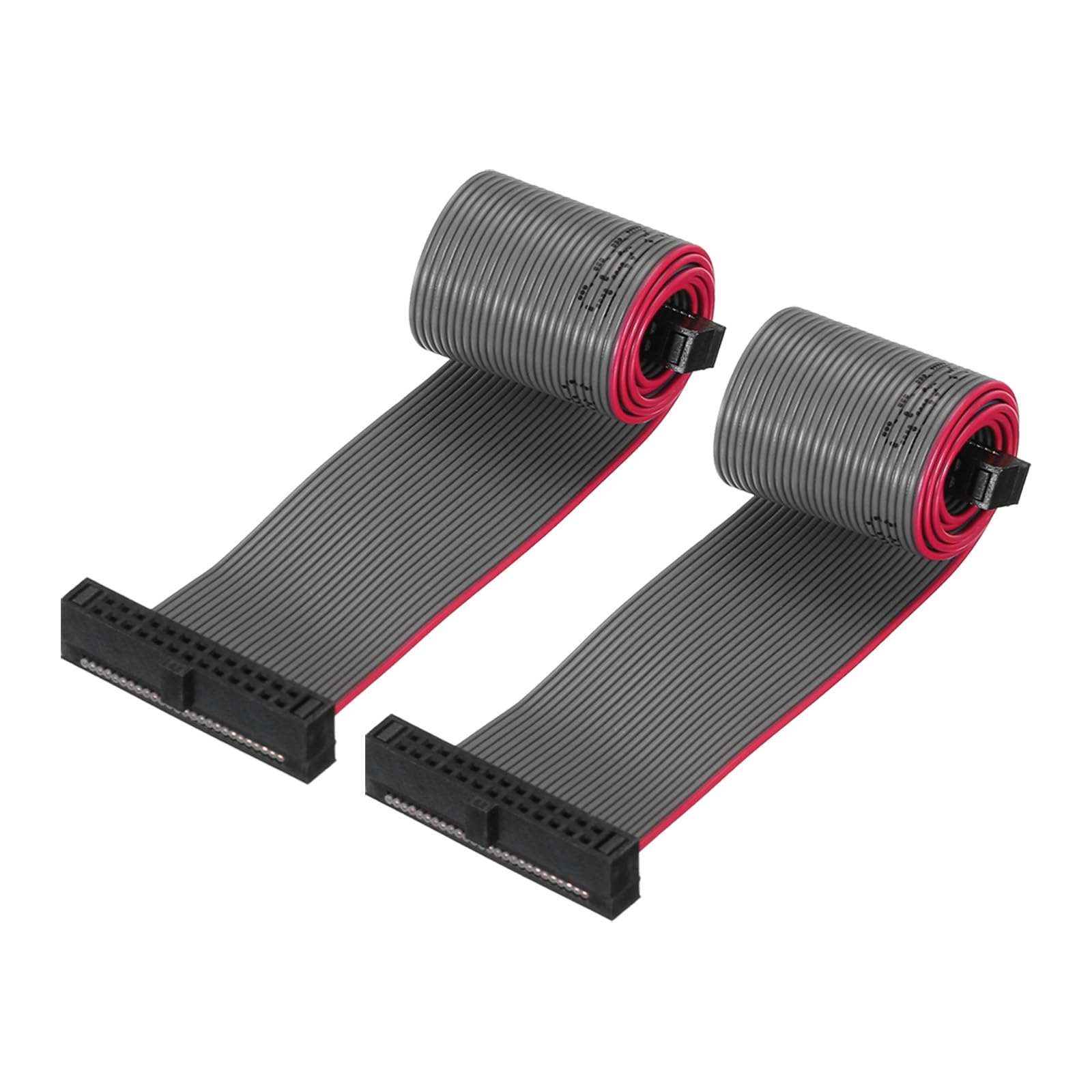 MECCANIXITY IDC 26Pin Flat Ribbon Cable, 1.27mm Pitch FC to FC Connector 20cm Length Grey Jumper Wire for Computer LED Display DVD, 2Pcs