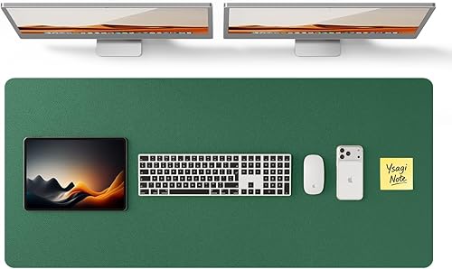 Miniatura 55 de YSAGi Protector de escritorio de piel, alfombrilla de oficina, alfombrilla grande para ratón, alfombrilla antideslizante de piel sintética, Azul