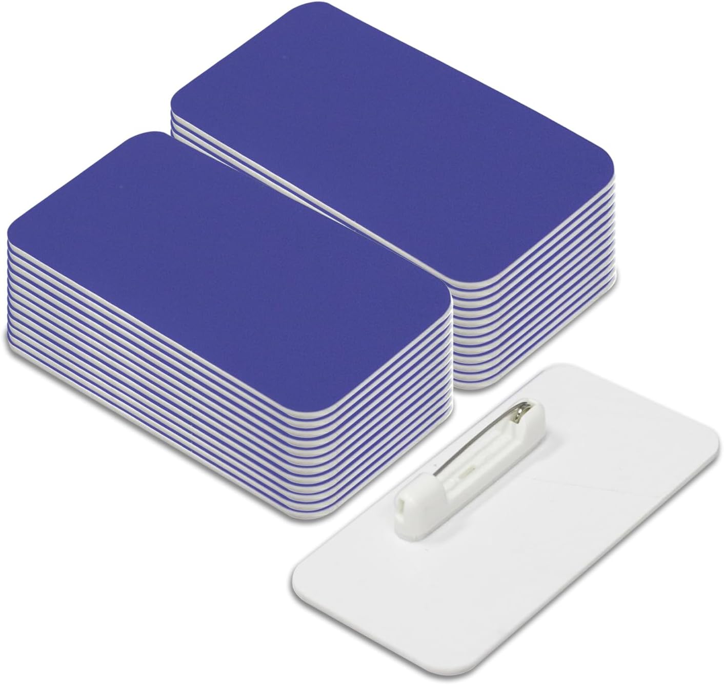 Name Tag/Badge Blanks - 25 Pack - Brushed Silver 1-1/2" X 3", Round Corners, Pin