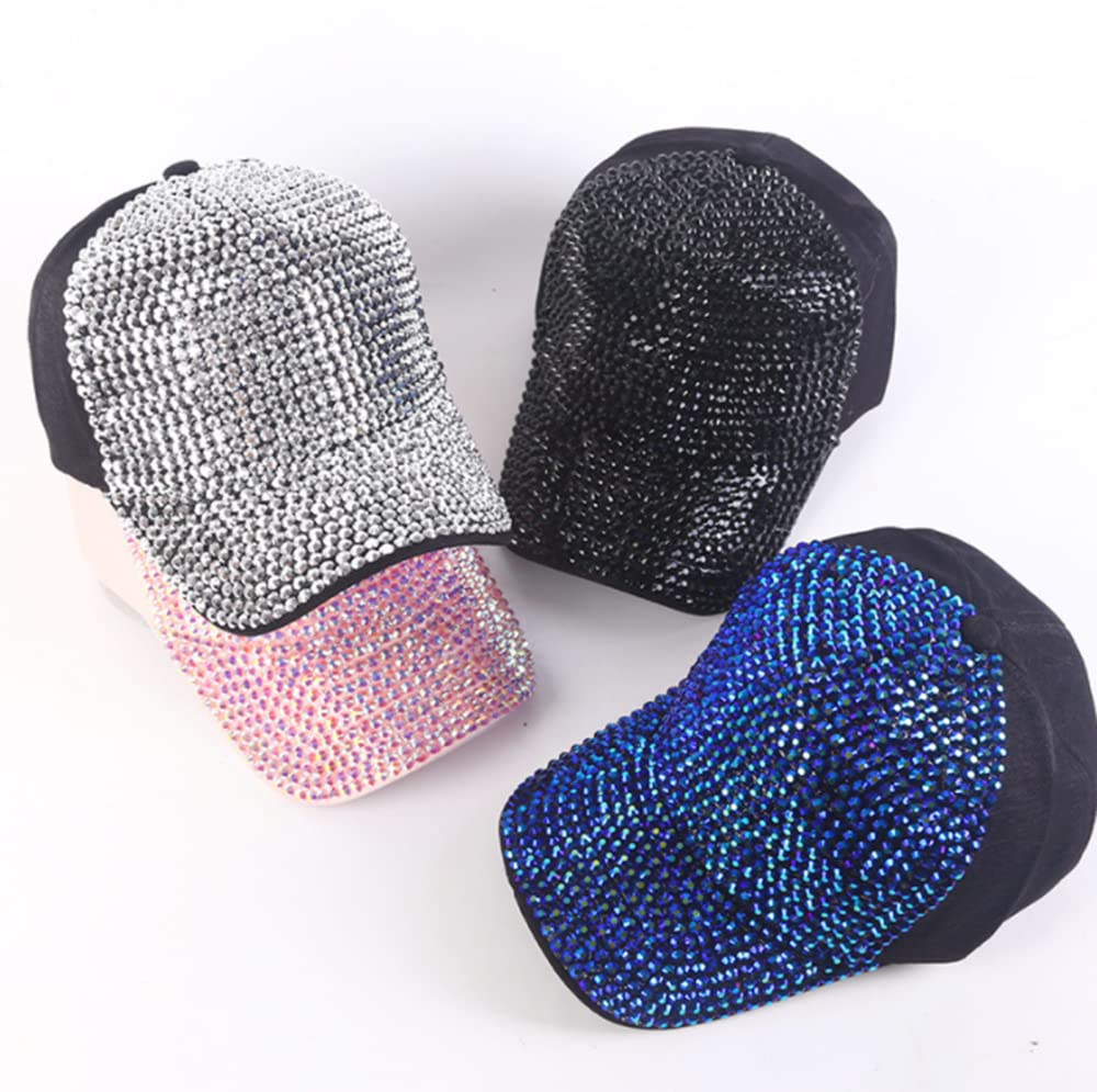 Sombreros de Béisbol Brillantes, Gorra de Béisbol Ajustable con Cristales de Diamantes de Imitación para Mujer