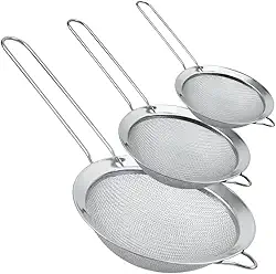 Kit 3 Peneiras Inox 10,14,18cm P/Coar Farinha Sucos e Líquidos