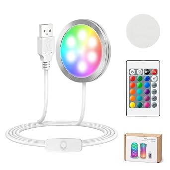 RGB LED Lamp Kit 001 for Bambu Lab H2D/X1/P1P/A1 & MakerWorld DIY 3D Printed Light Models, with 16 Colors | 4 Modes | IR Remote Control | Cable Master Switch | Power-Off Memory1Pack