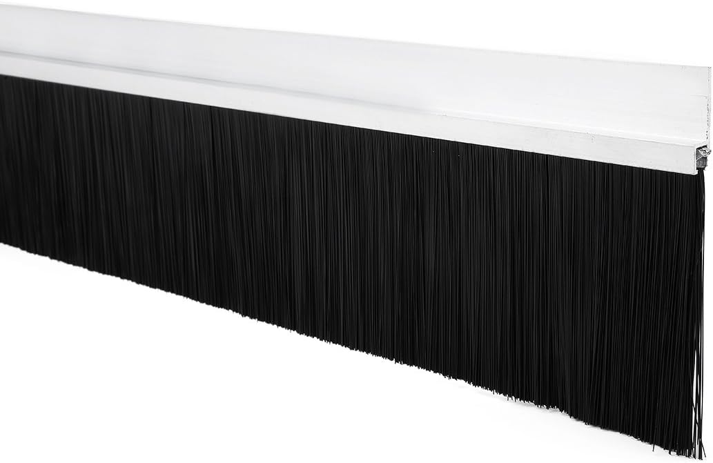 uxcell Door Bottom Sweep H-Shape Aluminum Alloy Base with 3.6-inch Black Nylon Brush 39-inch x 4.65-inch