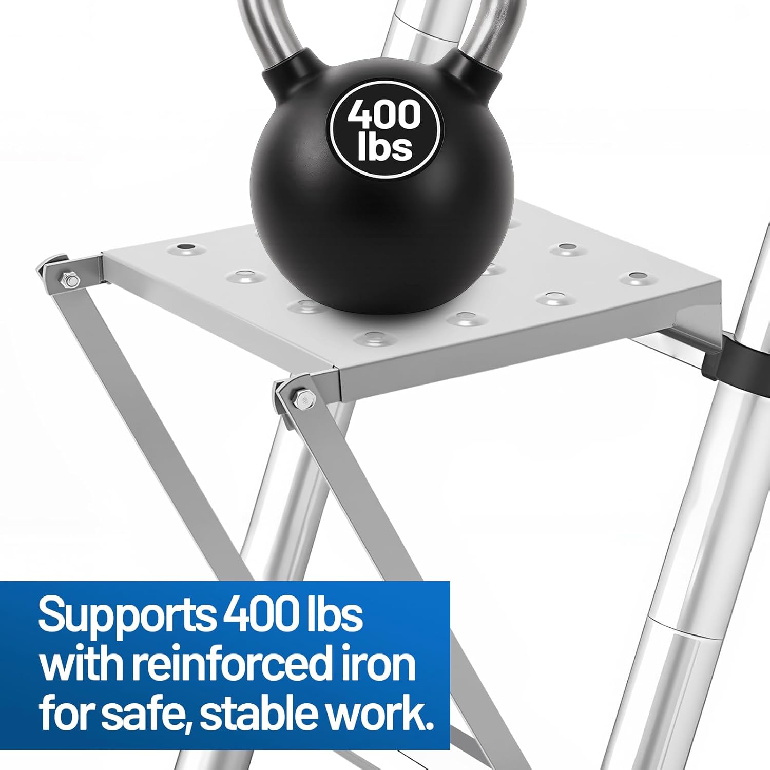 LEIFIDE 2 Pcs Ladder Work Platform – 400 Lbs Heavy Duty Non-Slip Platform Tray, Stable Standing Surface for Painters, DIY & Home Projects – Quick Install, Space Saving, Fit for Most Ladder