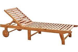 Outsunny Wooden Chaise Lounge Outdoor: Relax in Style!