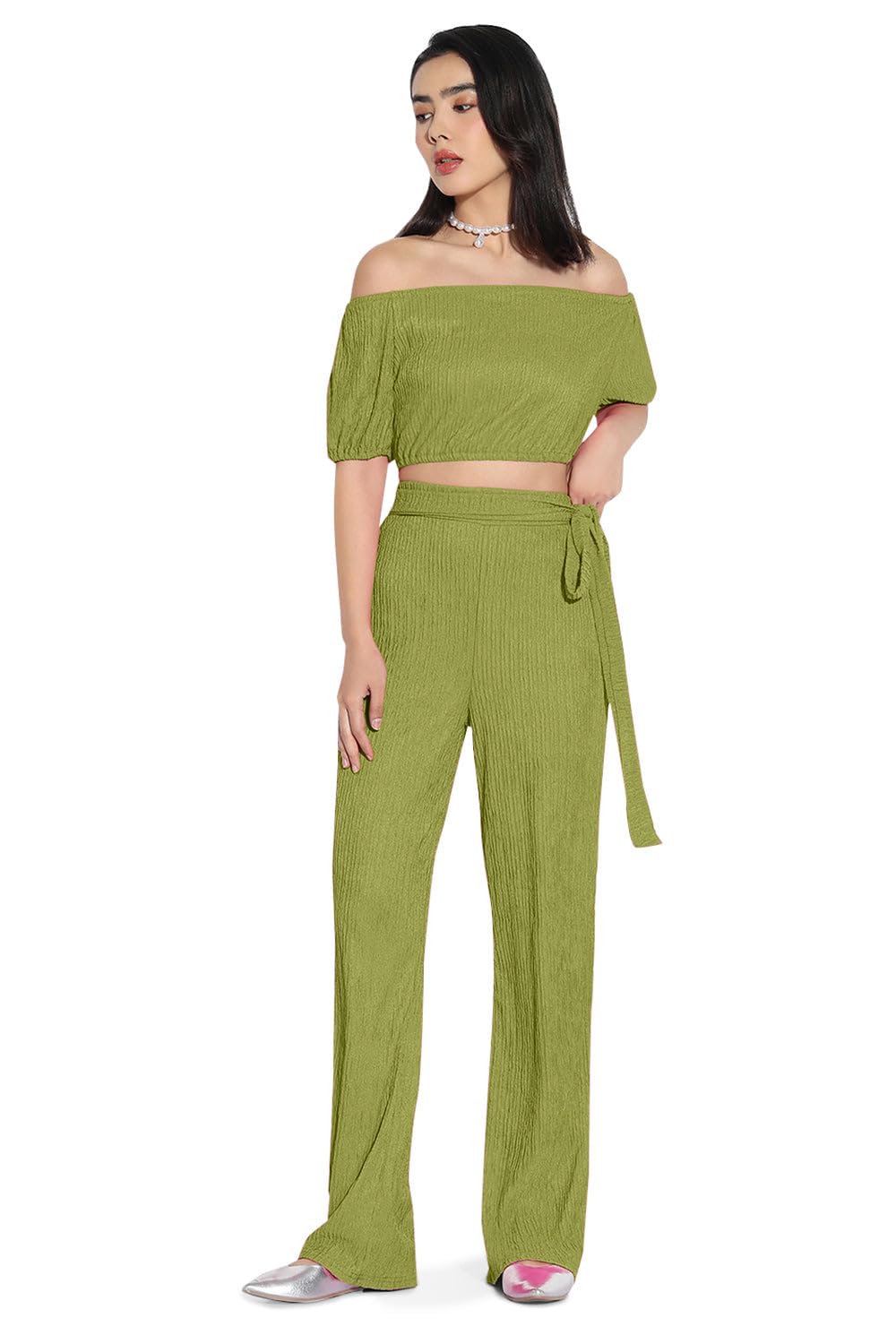 Edition Women's Green Solid Co-ords Set -CHN-6388_Green-P-image-45
