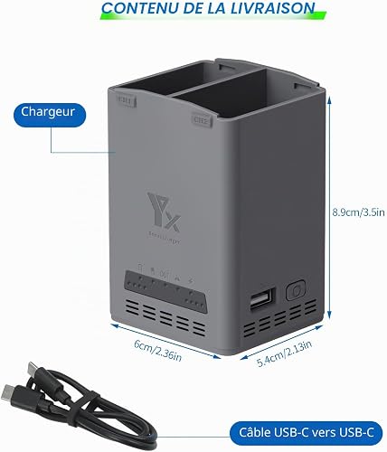 LYONGTECH Chargeur de batterie rapide 100 W avec charge de stockage pour drone DJI Mini 5 4 3 Pro, hub de charge double bidirectionnel, charge deux batteries accessoires - 9