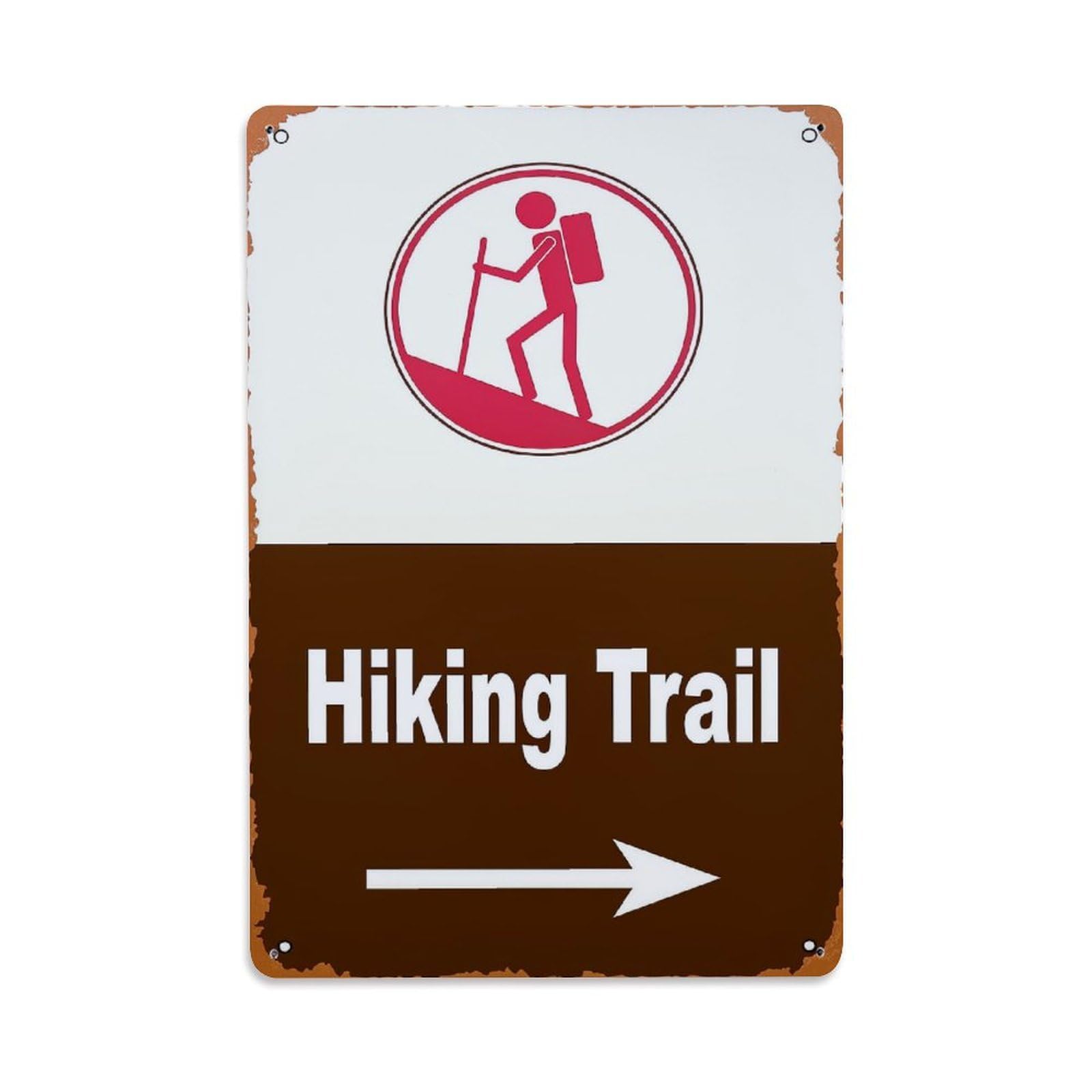 Jdfenggu Vintage Hiking Trail Sign With Arrow Retro Metal Tin Sign, Metal Poster For Bar, Home, Man Cave, Kitchen, Laundry Room Art Decor 8X12 Inch