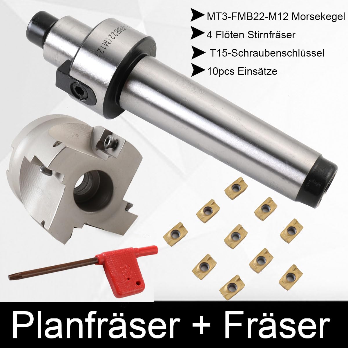 Soporte para fresa de planos MT3-FMB22-M12 400R-50-22, juego de corte CNC APMT1604