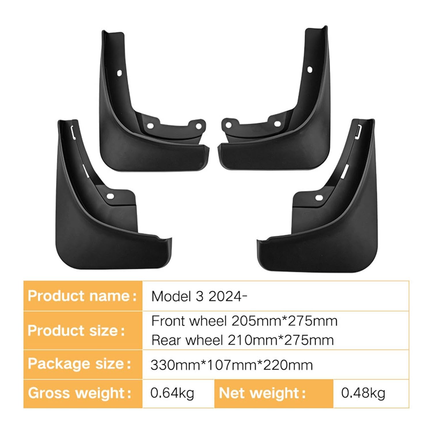 ATORSE 4x Car Wheel Mud Flaps Durable Automotive Fender for Tesla Model 3 2024