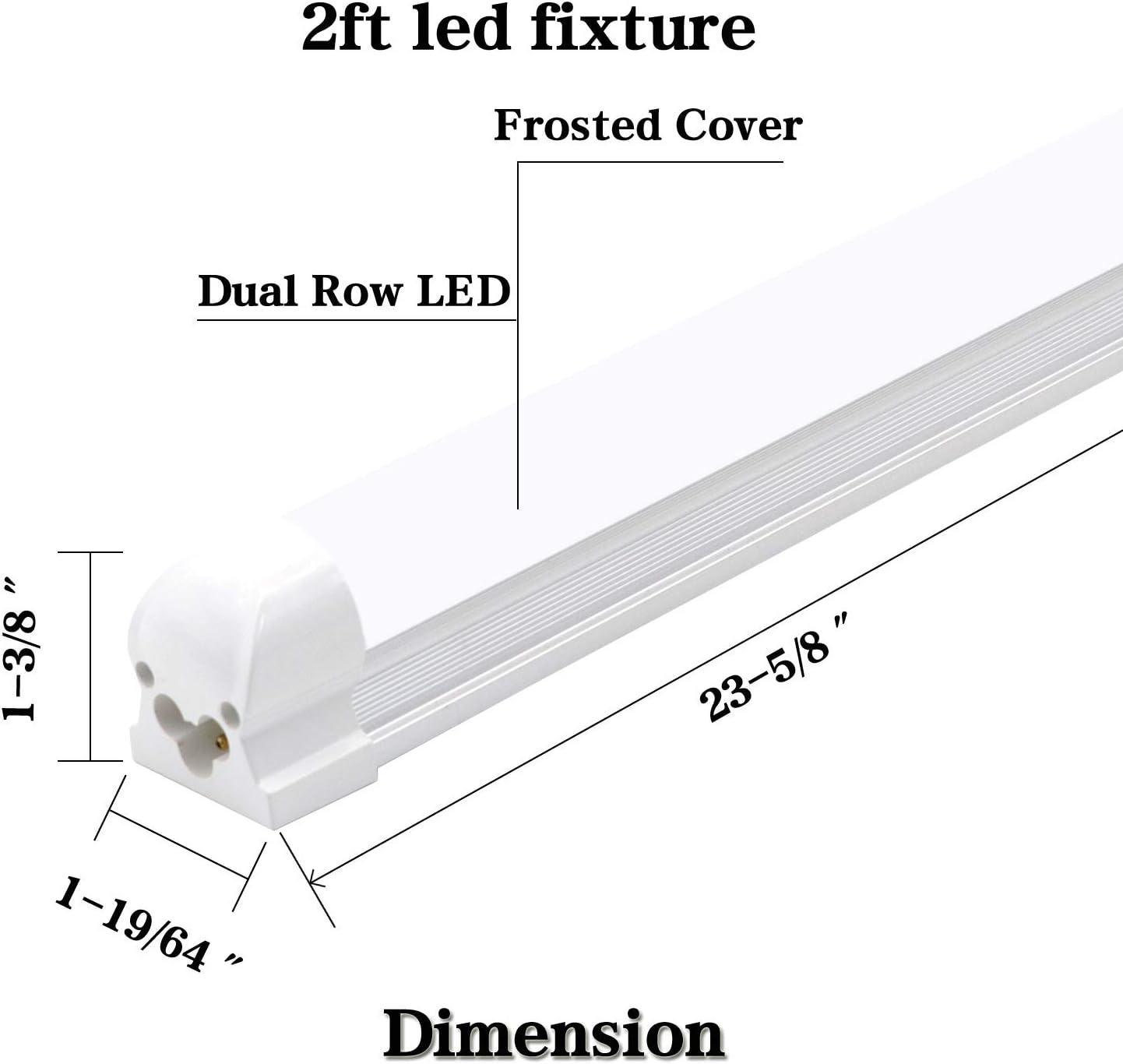 Uр Tо 60% оƒƒ T8 Integrated Single Fixture, 2FT Led Tube Light, Double Row, 1680lm, 6000k White, 15W, Utility Shop Light, Ceiling and Under Cabinet Light, Corded Electric with Built-in ON/Off Switch (Pack of 2)