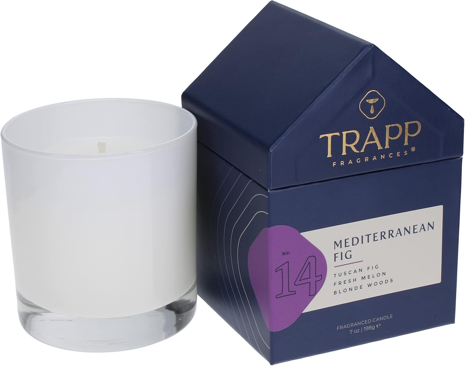 Trapp - No. 14 Mediterranean Fig - 7 oz. House Box Candle - Aromatic Home Fragrance with Fruity Scent of Tuscan Fig, Fresh Melon, & Blonde Woods Notes - Petrolatum Wax