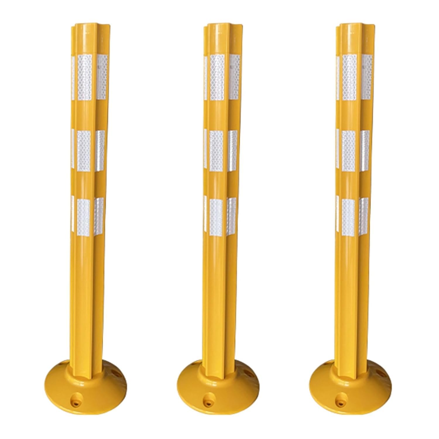 GTHTUHFD 31.5" Yellow Safety Bollard Post - Durable Warning Column & Traffic Barrier For Parking Lots, Sidewalks & Sensitive Areas - Ideal Parking Security Solution,3pcs