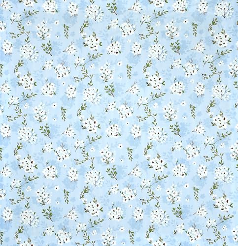 Image of KAWI Elastic Fitted Bedsheets (60 inchx78 inch) Queen Size Glace Cotton for Double Bed with All Around Elastic, 2 Large Pillow Cover, 200TC -Blue Floral Color