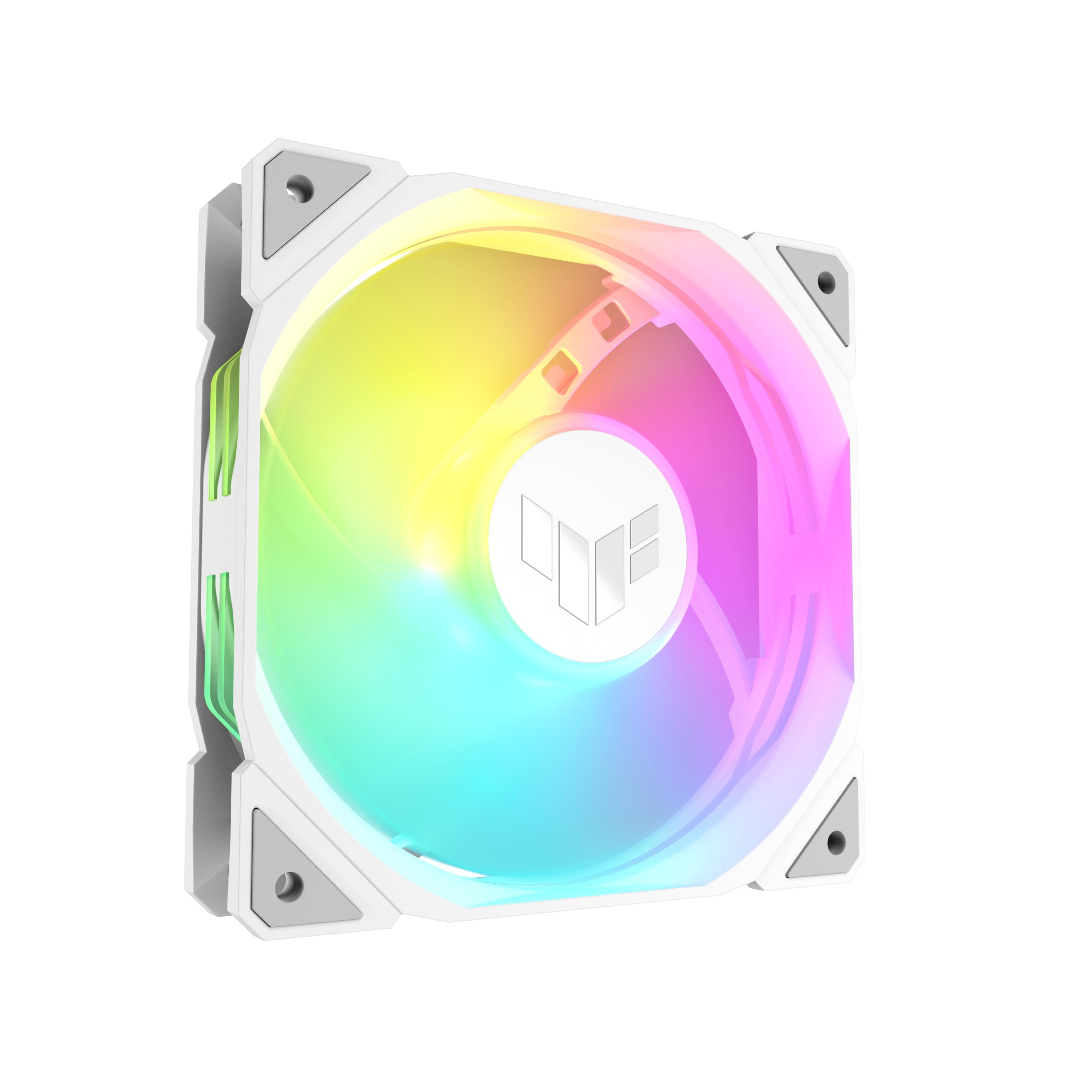 ASUS TUF Gaming TR120 - Ventilador blanco ARGB de 120 mm, marco de ventilador de 28 mm, alta presión estática H2O de 3.3 mm, flujo de aire de 77.4 CFM, matriz LED de doble capa, patrón lateral