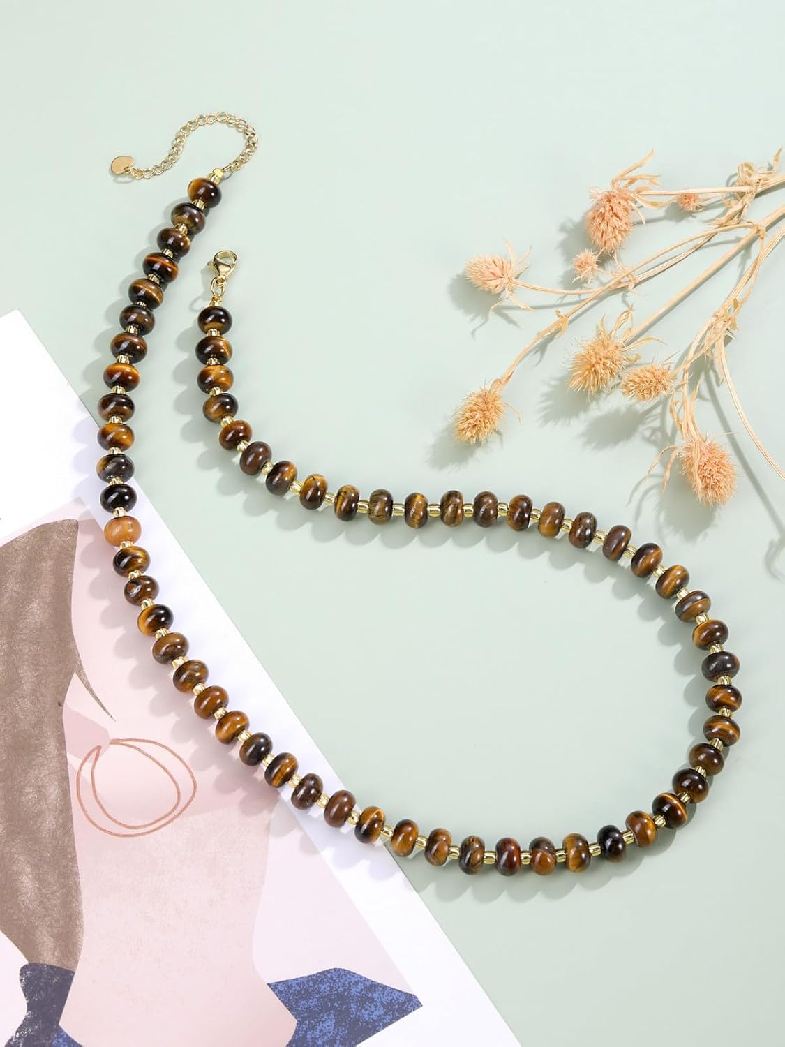 CrystalTears Beaded Gemstone Necklace for Women, Womens Colorful Boho Stone Bead Choker Necklace, Handmade Natural Crystal Stone Summer Beach Jewellery Gifts for Women Mom Christmas - Image 2