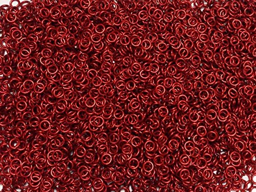 1/2 lb Red Anodized Aluminum Jump Rings 16G 3/16" ID