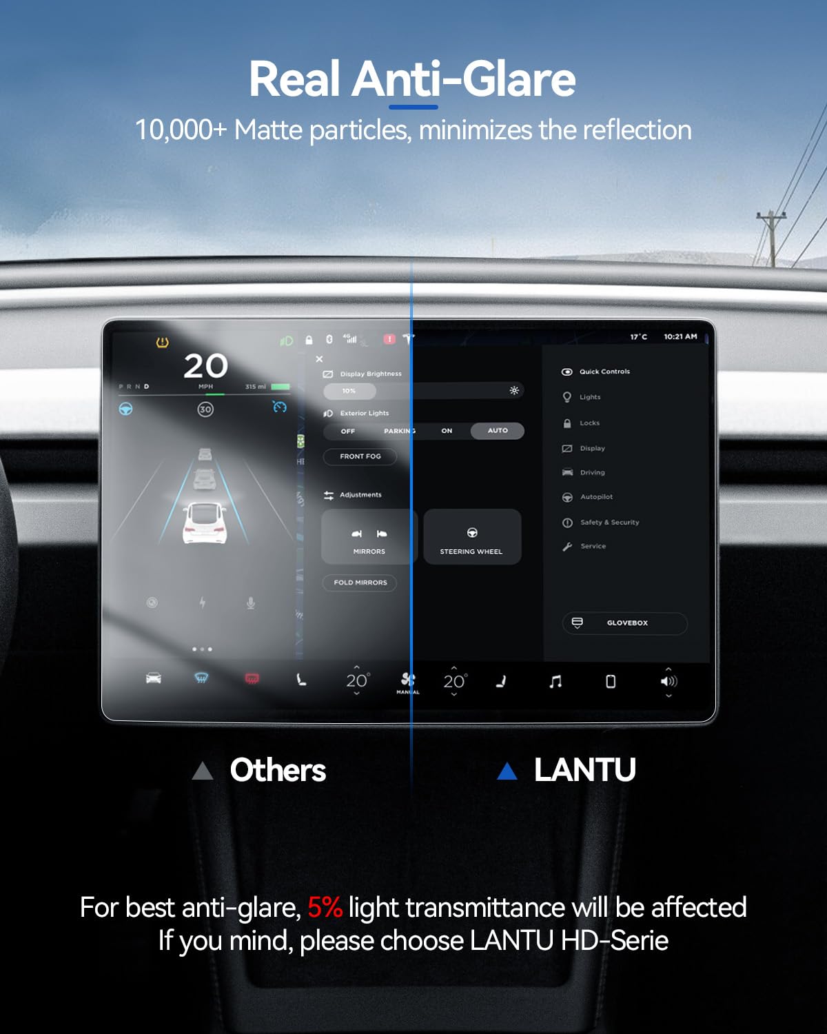 Pellicola protettiva per Tesla Model Y 2020-2024 e Model 3 2018-2023, opaca, antiriflesso, 9H, in vetro temperato anti-impronte, pellicola proteggi schermo Tesla Model Y Model 3