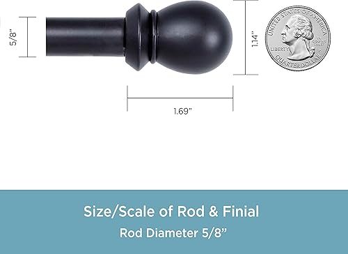 Miniatura 4 de Kenney KN85001 - Juego de barras de cortina de doble ventana 48 a 86 pulgadas color negro