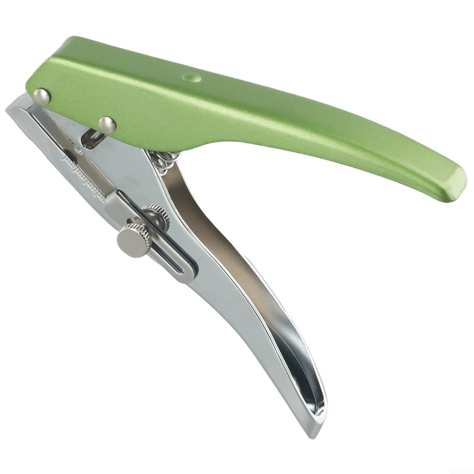 Metal Hand-Held Round Single Hole Punch 3-10mm Adjustable Circle for Paper ID Cards Photos Furniture Screw Hole Covers with Depth Stopper Silver Green(9mm)