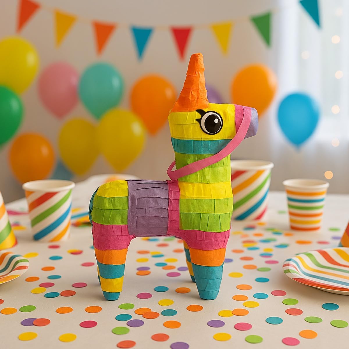 GIFTEXPRESS 12pc Value Pack Mini Donkey Piñatas 7.5x5.5", Rainbow Party Decoration for Cinco De Mayo, Fiestas, Taco, Llama Birthday, Carnival, Classroom & Table Centerpiece Party Favor