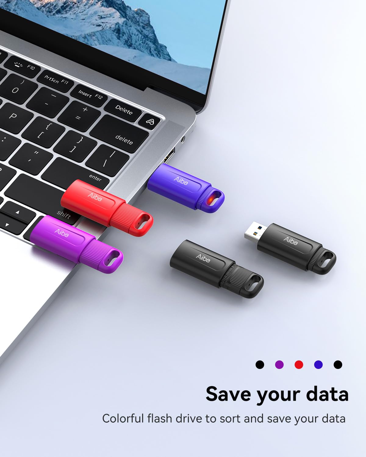 Aiibe Unidad flash de 32 GB, paquete de 5 unidades USB de 32 GB, USB 2.0, memoria USB de 32 GB, unidad flash USB de 32 GB, unidades flash USB a granel, paquete múltiple para laptop (32 GB, colorido)