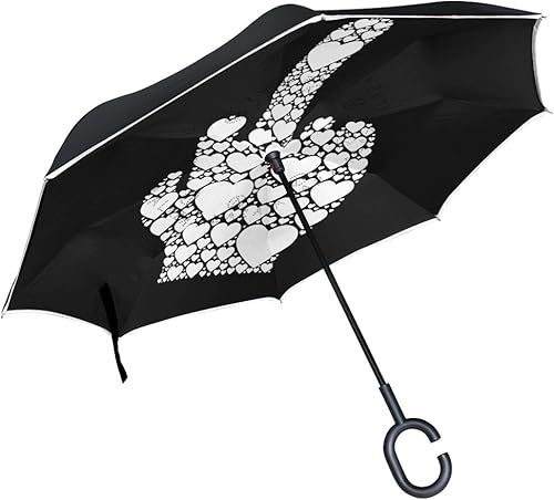 ALAZA - Paraguas invertido, diseño de corazón de amor, color negro