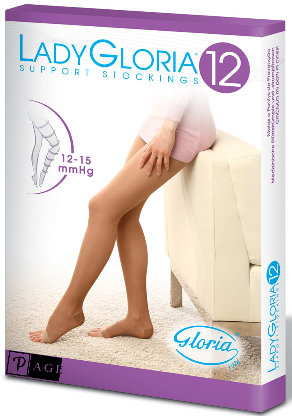 p age Gloria Med Lady Collant a Compressione Graduta, Punta Aperta, Collant di Supporto 12-15 mmHg, Calze per Donna Dinamiaca, Comfort Ottimale, Colore Miele