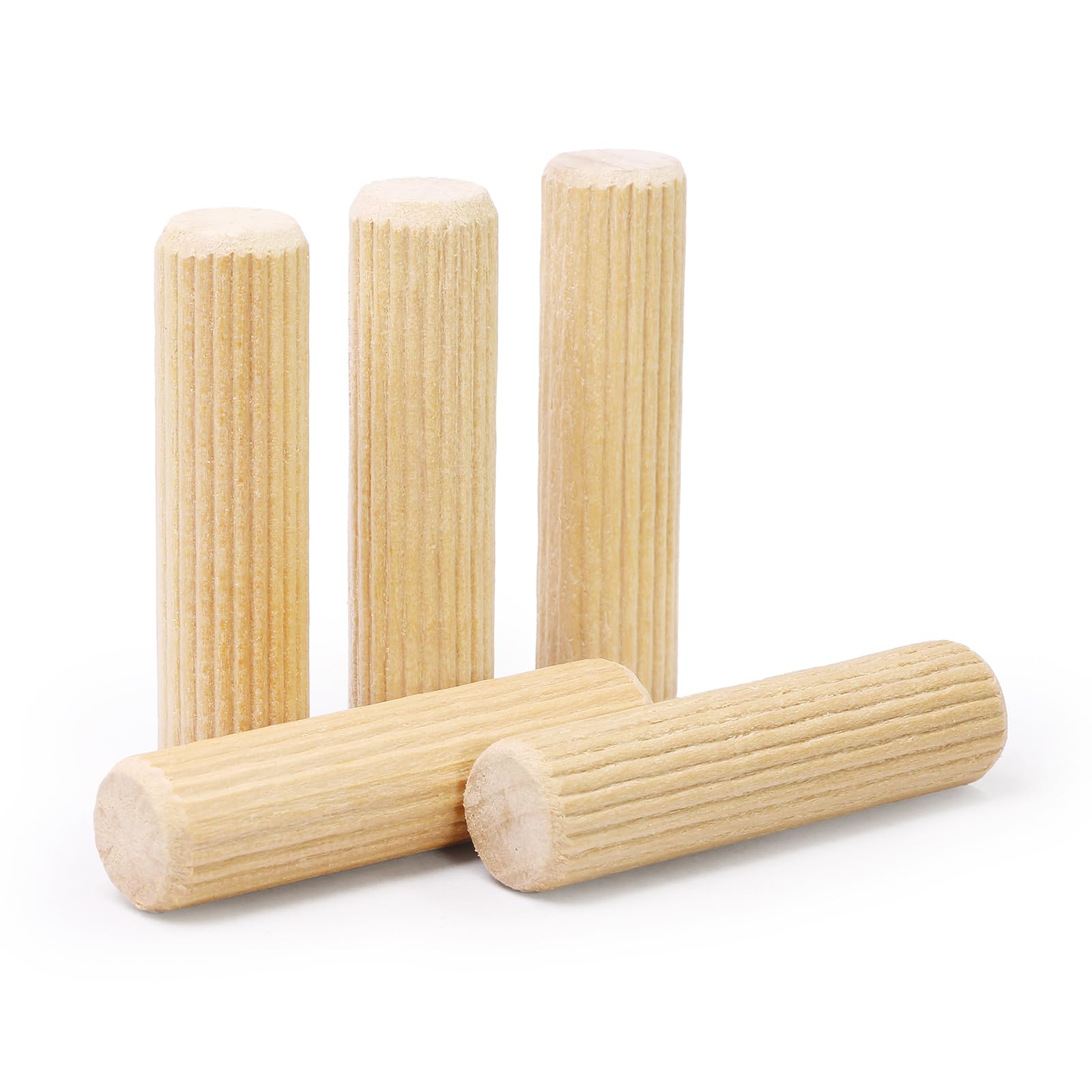 1/2" x 2" Wooden Dowel Pins, FoDau770 Fluted Wood Dowel Rods, Natural Beech Wood Dowel Pegs for Crafts, Woodworking, DIY Furniture - 100 Pieces