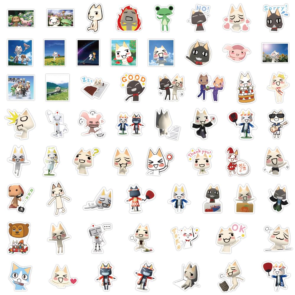 60 Pcs Dorothy Cat Graffiti Stickers for Water Bottles,Guitar,Bicycle,Laptop,Skateboard,Computer,Cat Animal Nordic Style Stickers Waterproof Vinyl,Scrawl Decoration for Girls Boys Children Teens - Image 2