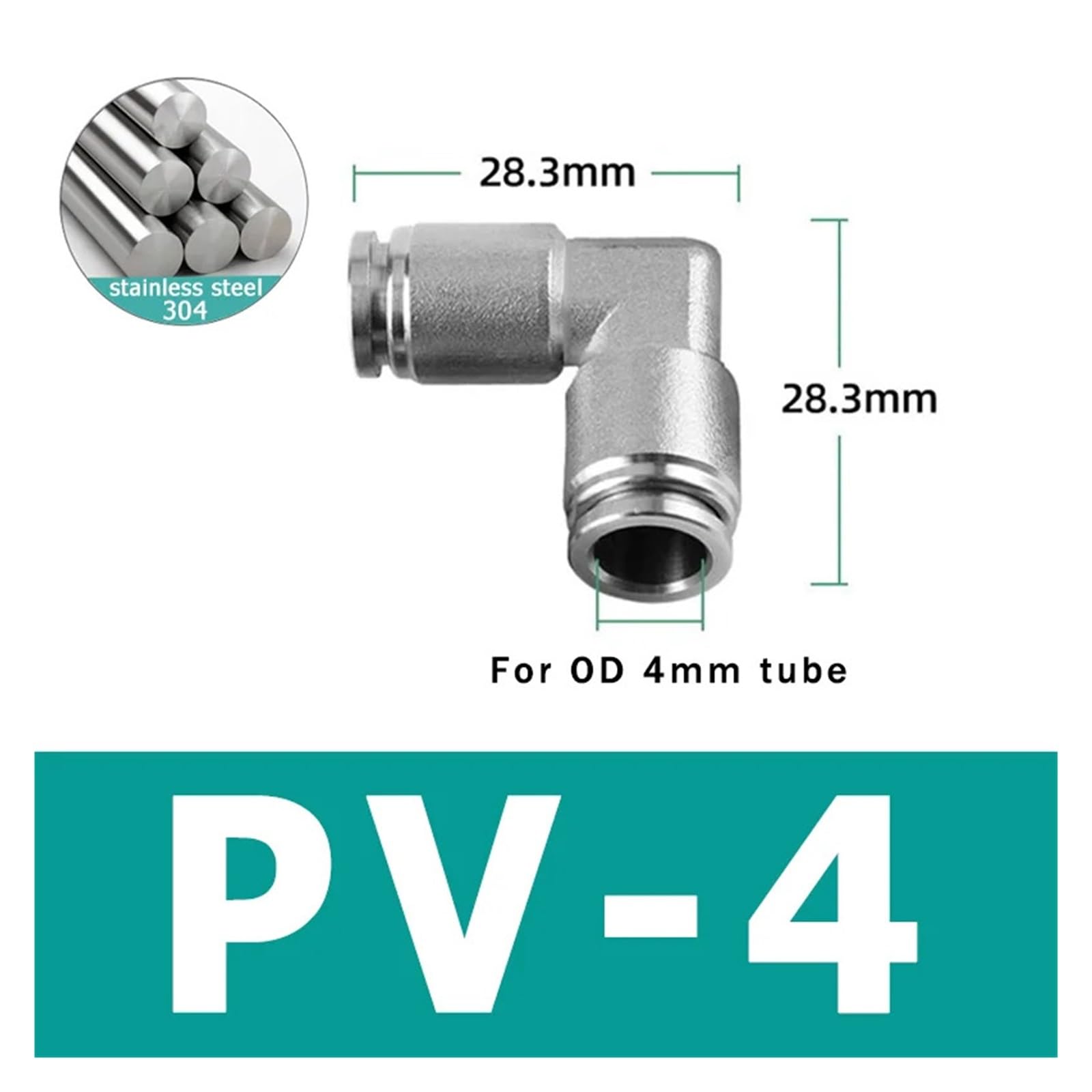 10 pezzi PU PV PE PY 304 acciaio inossidabile metallo pneumatico attacco rapido 4 6 8 10 12 mm raccordo tubo aria connettore(PV-4)