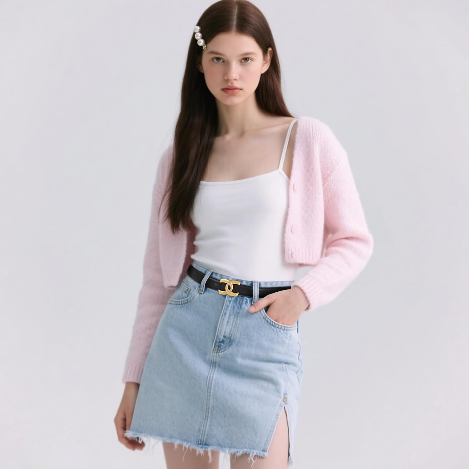 LFHC Women's Leather Belts for Jeans - Fashion Waist Belt with Classic Gold Buckle, Adjustable for Dresses, Pants, Coats - Image 3