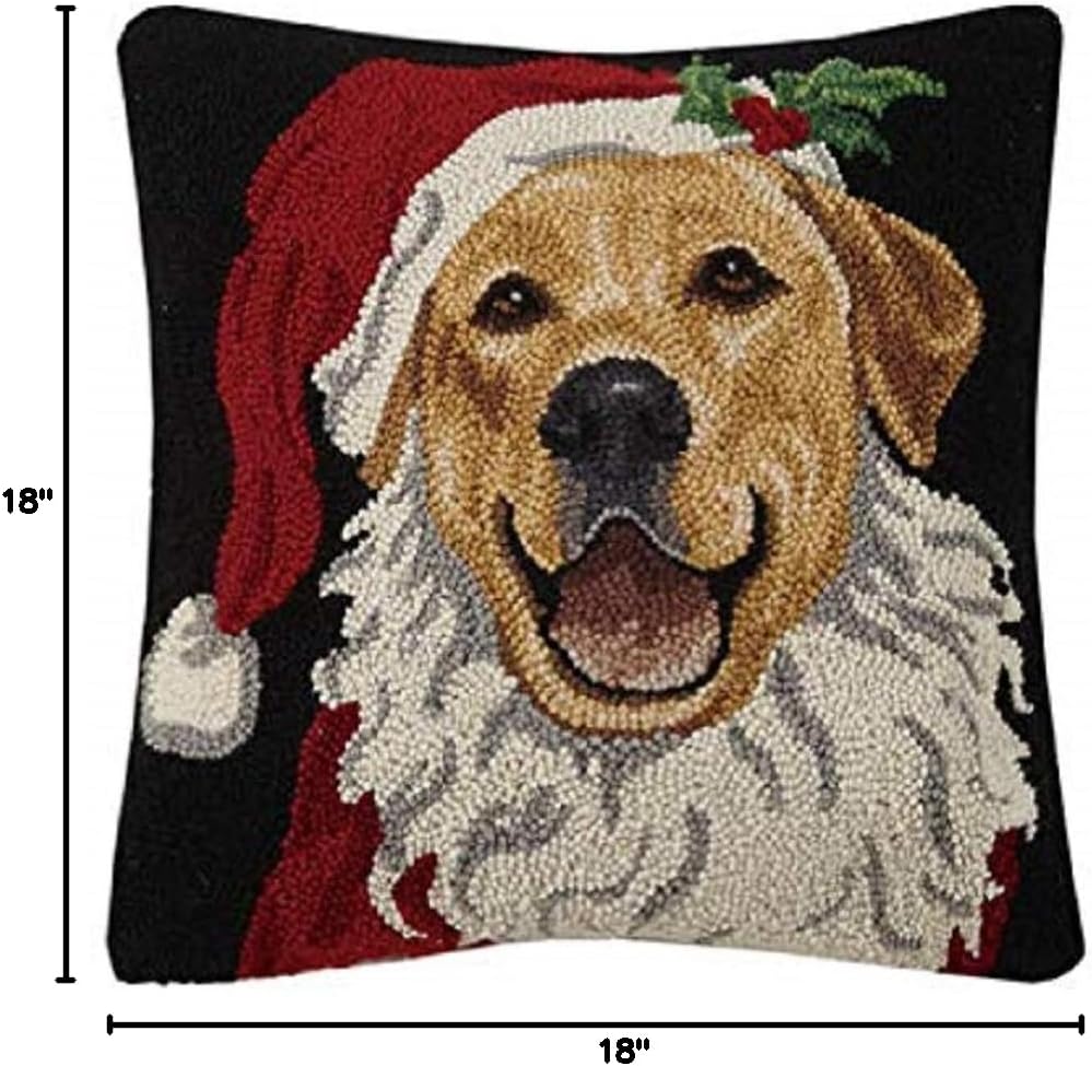 Peking Handicraft 31SJM10060C18SQ Holiday Retriever Hook Pillow, 18-inch Square