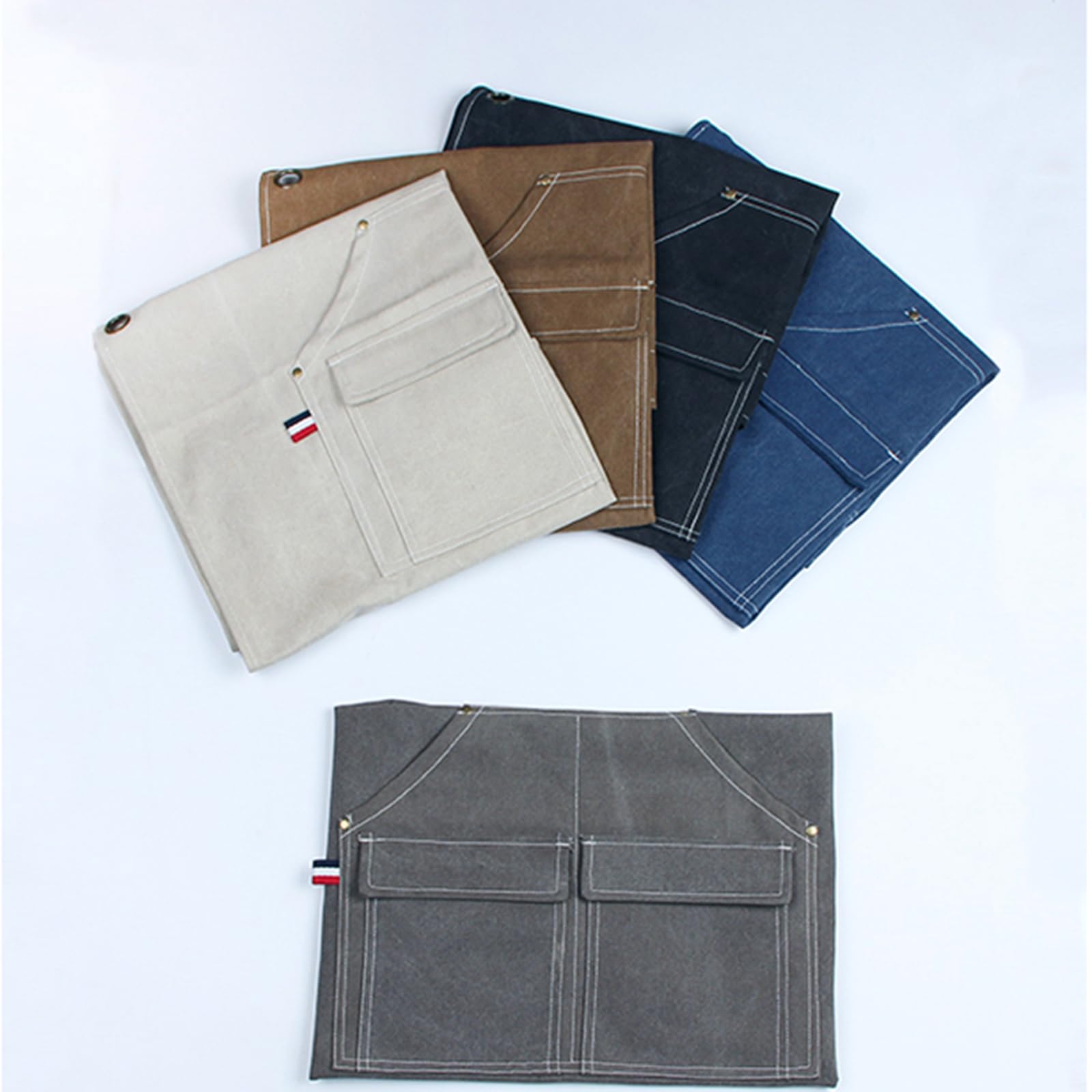 Grembiuli, Grembiule da cuoco for uomo e donna, in tela, con 4 tasche, for cucina, casa