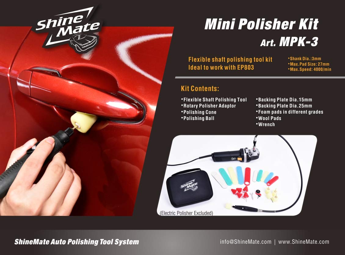 SHINE MATE MPK-3, mini polisseuse, extension rotative, kit tampons