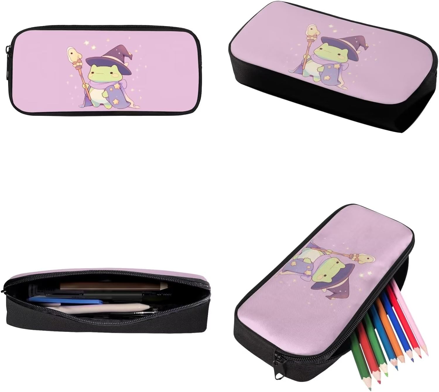 School Bag Set Wizard Frog Backpack for Girls Kids Green Bookbag Set with Lunch Box Pencil Purse Middle Kindergarten Rucksack