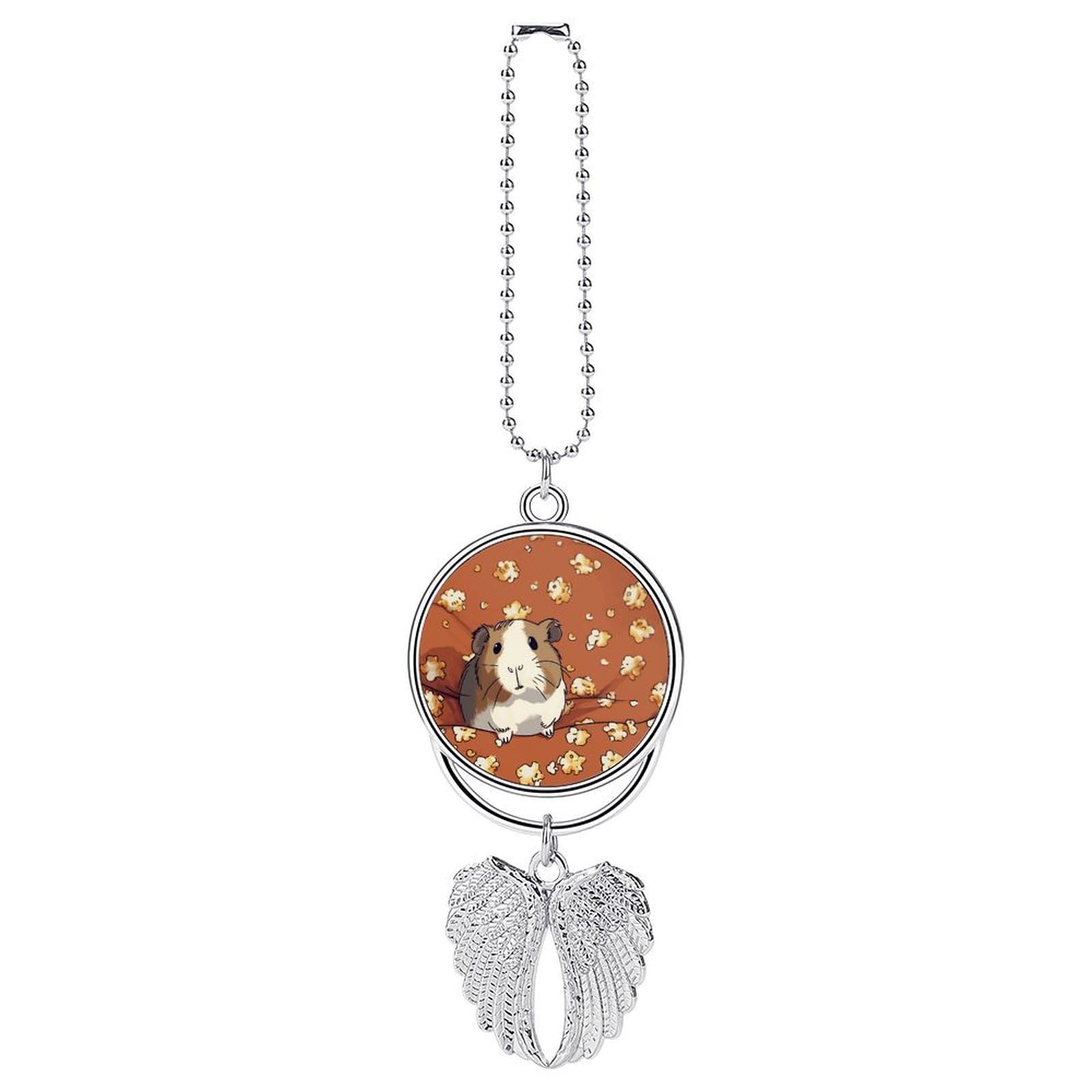 Guinea Pig and Popcorn Car Pendant Hanging Swing Auto Rear View Mirror Hanging Car Rear View Mirror Charm Truck Hanger Ornament Charm for Car Rear View Mirrors Accessories