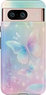 Ethereal Butterfly Tough Case for Select Google Pixel Models | Personalized Pastel Aesthetic with Custom Text (Glossy, for Google Pixel 8)