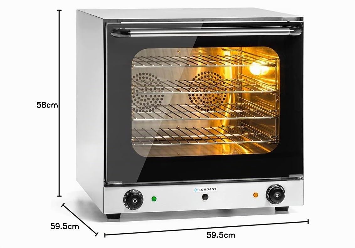 Forno a Convezione Da Tavolo, Forno ad Aria Calda, 4 Teglie e Maniglia, Vapore, Potenza 2600W, Fino a 300 ºC, Dimensioni 59,5x60x58 cm