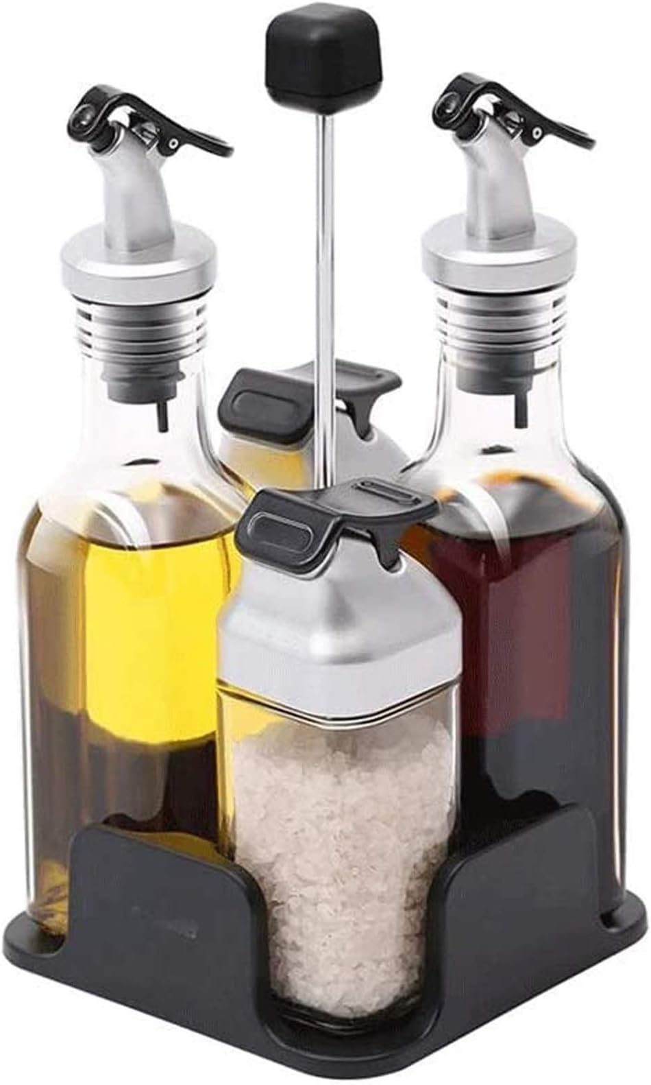 WSJTT Food Storage & Organization Sets Condiment Pots Canning Jars Spice Racks-2 Tier Spice Holder Storage Rack with 6 Glass Empty Jars Seasoning Condiment Display Shel