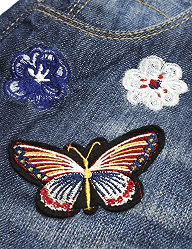 Image of KIDSCOOL SPACE Baby Little Girls Fox Flowers Embroidered Lace Denim Overall Dress