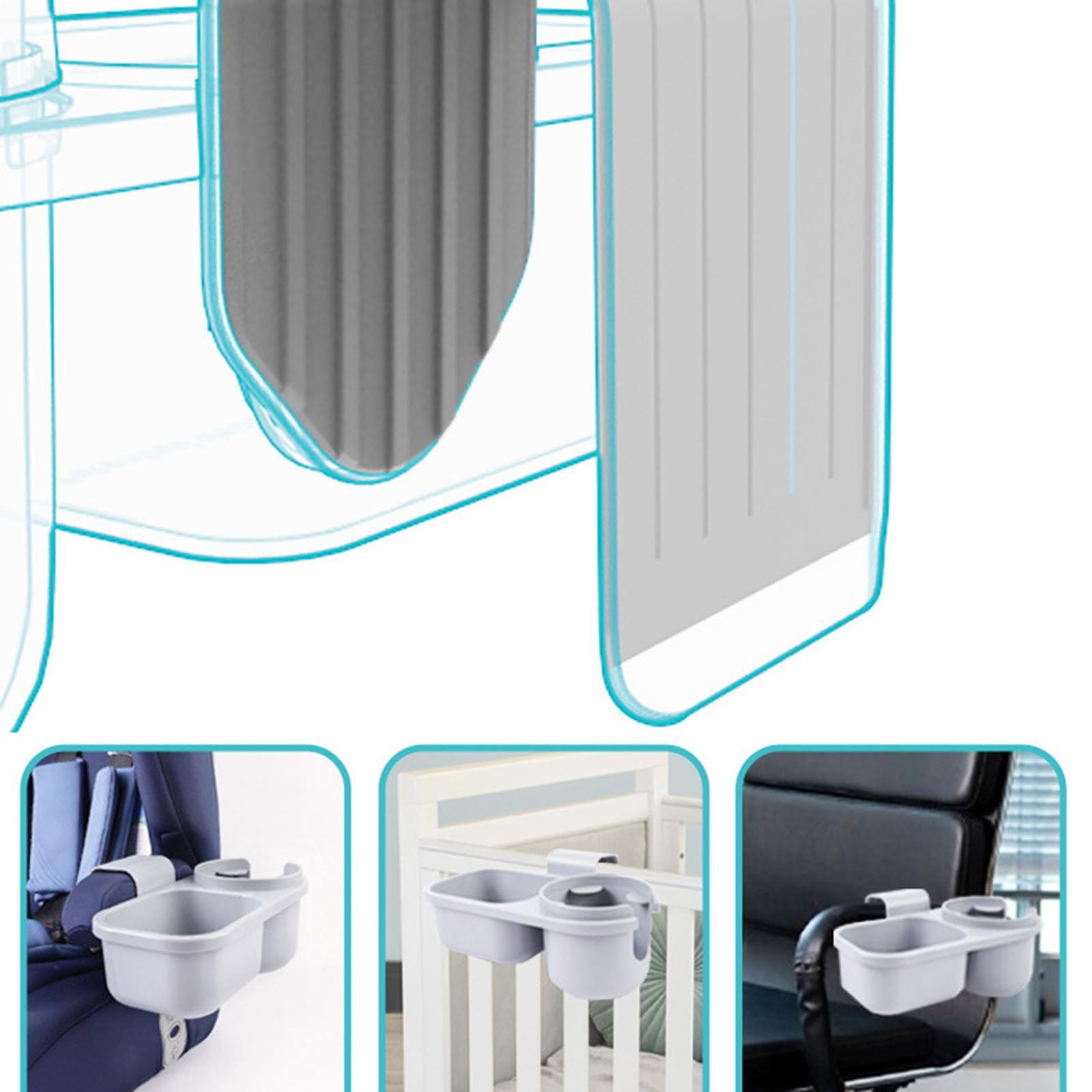 Porte-gobelet pour Poussette 22,5 x 10,5 x 9 cm, Compatible avec poussettes, landaus, vélos et rollators.