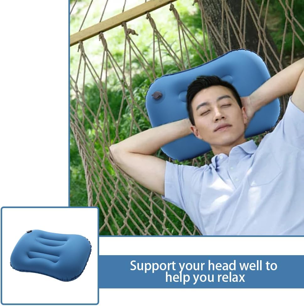 YPWangShengRui Rectangle Inflatable Camping Pillow Compressible Ergonomic Pillow Portable Ultralight Air Pillow for Hiking, Backpacking