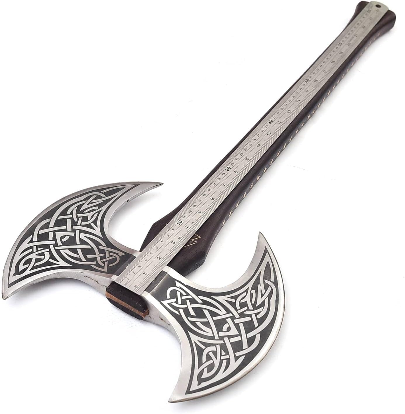 Handgeschmiedet Wikinger Doppelaxt mit Lederscheide. Large Norse Axe, Geschenkidee für Männer – Handgeschmiedete Doppelkopf-Wikinger-Axt aus Kohlenstoffstahl für Outdoor, Camping, Jagd, Deko