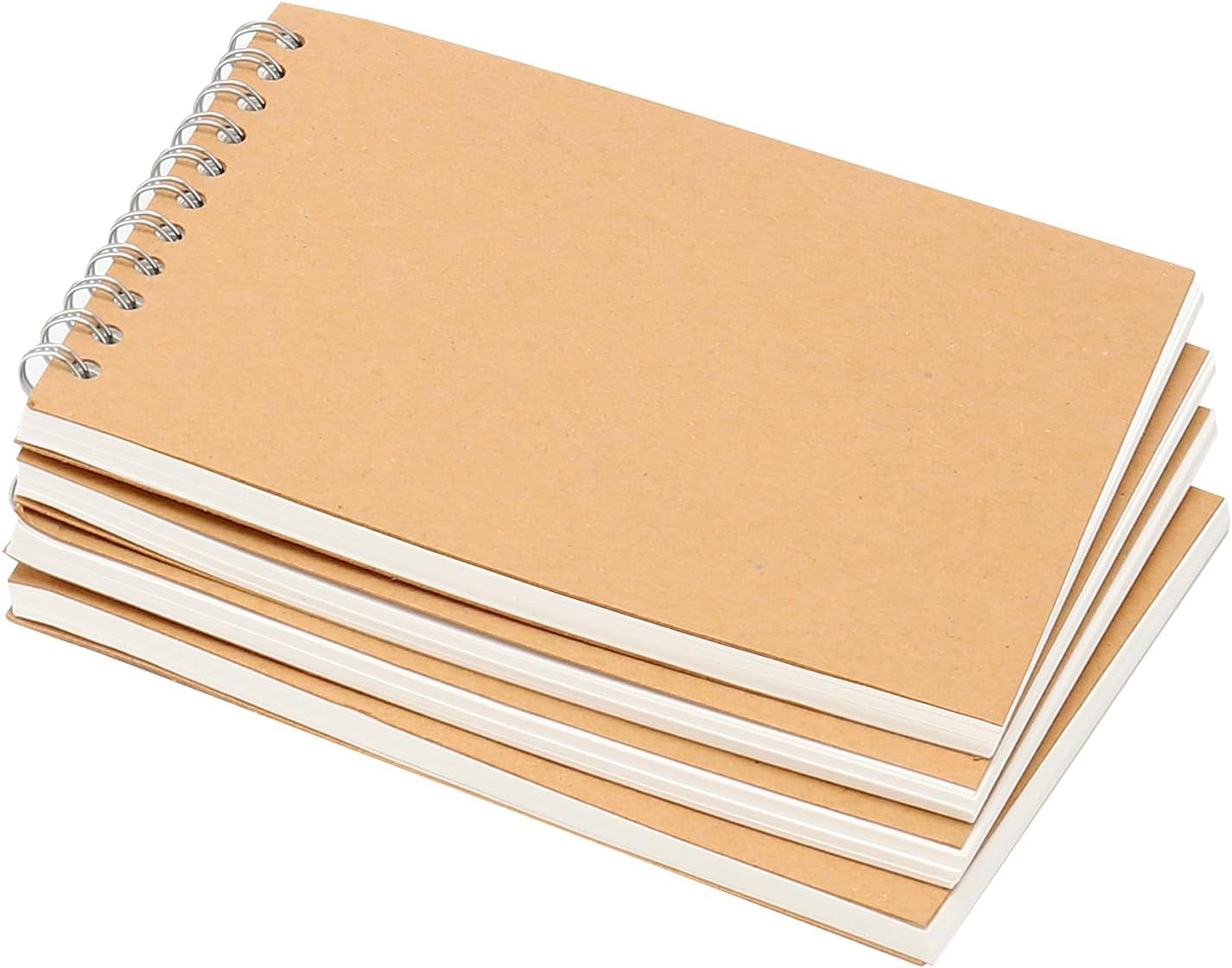 GINLANK 25 PCS A6 Sketchbook, Top Spiral Bound Sketchbook, Kraft Paper Cover Sketch Pad for Sketching Drawing Writing,120 Pages/60 Sheets