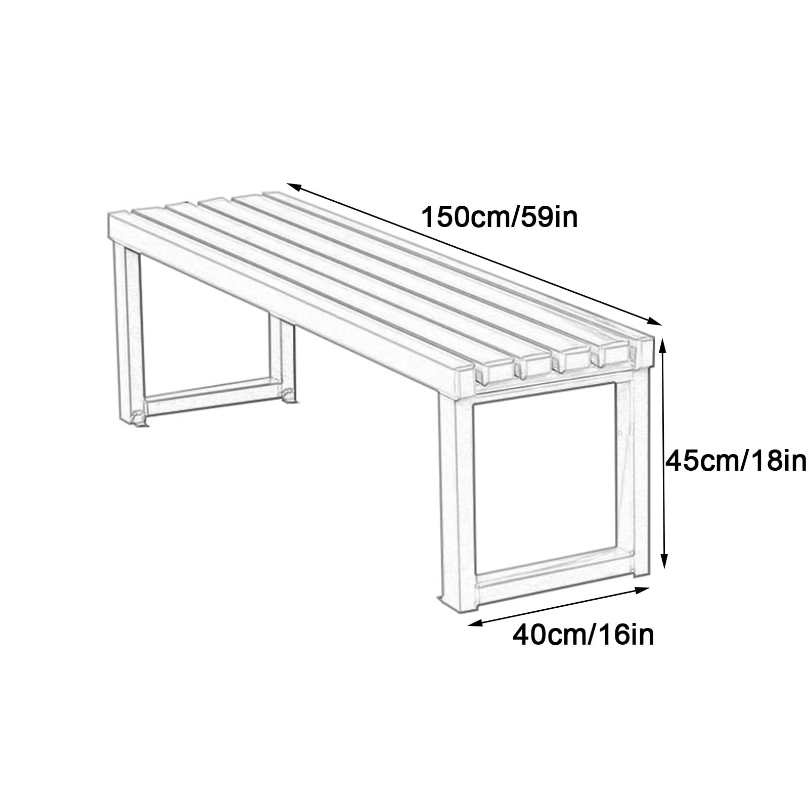 Banco de acero resistente a la intemperie para exteriores, capacidad de 660 libras, asiento de patio azul Slish para jardín, porche, entrada, 59 pulgadas de largo de piel de metal